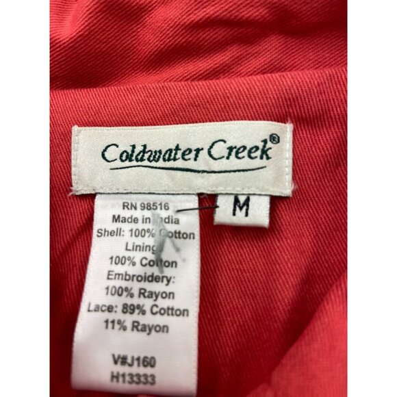 Coldwater Creek Jacket Womens Medium Red Cotton Floral Embroidered With Sequins - Picture 2 of 6